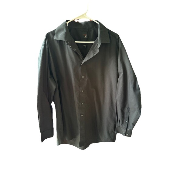 J Ferrar Shirt Mens XL Black Button Front Long Sleeve Modern Fit Dressy 17.5/35 - Picture 1 of 8